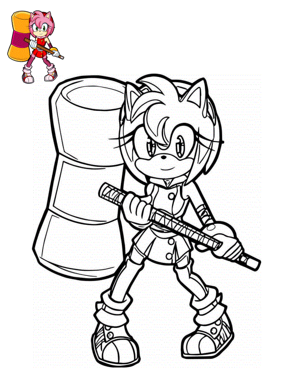 Coloriage Marteau Piko Piko De Amy Rose Sonic - Sonic à imprimer